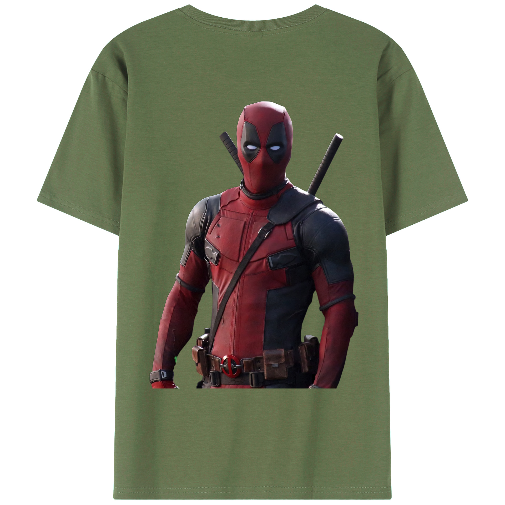 （画像用） Deadpool デッドプール 綿100％ メンズ半袖Tシャツ（バックプリント） 通気性